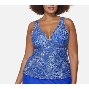 Raisins Curve Tanzania Blue Sport Tankini Top Size 24W 15355